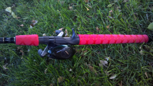 Red Accucull Grip Saver on pole.